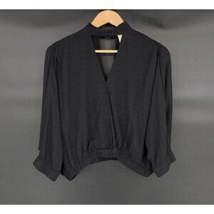 Maeve Womens Black Choker Blouse XS Keyhole Back 3/4 Sleeves Going Out Top